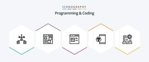 Programming And Coding 25 Line icon pack including . . development. laptop. develop vector