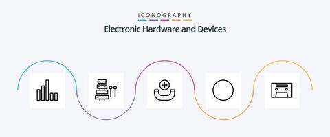 paquete de iconos de la línea 5 de dispositivos que incluye . cinta de audio. llamar. cosa análoga. señal vector