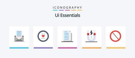 Ui Essentials Flat 5 Icon Pack Including interface. creative. love. paper. documents. Creative Icons Design vector