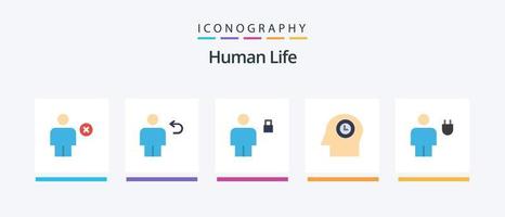 paquete de iconos de 5 planos humanos que incluye el tiempo. rostro. humano. candado. humano. diseño de iconos creativos vector