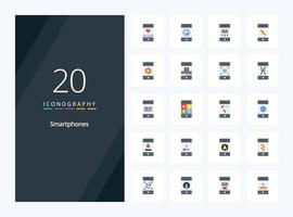 20 Smartphones Flat Color icon for presentation vector