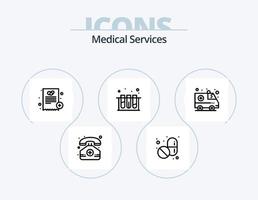 paquete de iconos de línea de servicios médicos 5 diseño de iconos. médico. seguidor. ambulancia. servicio. médico vector