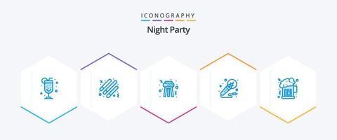 Night Party 25 Blue icon pack including party. beer. night. night. music vector