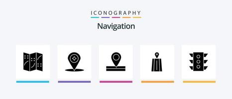 Navigation Glyph 5 Icon Pack Including rule. signal. location. traffic. route. Creative Icons Design vector