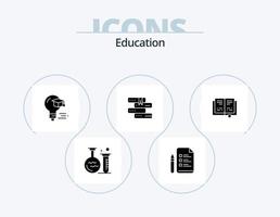 Education Glyph Icon Pack 5 Icon Design. education. study. bulb. library. books vector