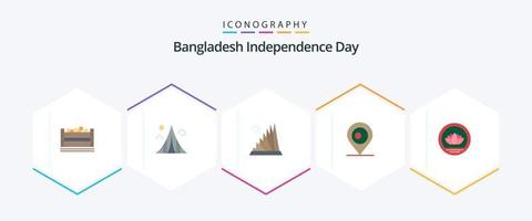 paquete de iconos planos del día de la independencia de bangladesh 25 que incluye. monedas mártires. moneda. bangladesh vector