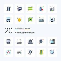 20 Computer Hardware Flat Color icon Pack like power hardware quality desktop hdmi vector