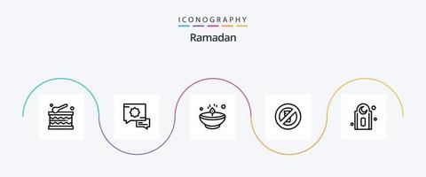 Ramadan Line 5 Icon Pack Including no water . fasting . lamp vector