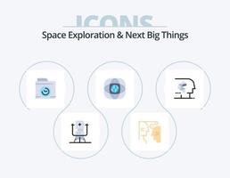 exploración espacial y las próximas cosas grandes paquete de iconos planos 5 diseño de iconos. androide. global. interacción. tierra. artificial vector