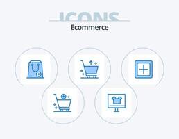 Ecommerce Blue Icon Pack 5 Icon Design. e. cart. commerce. package. commerce vector