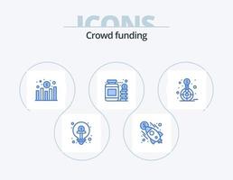 crowdfunding blue icon pack 5 diseño de iconos. finanzas. dinero. dinero. frasco. ganancia vector