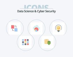 Data Science And Cyber Security Flat Icon Pack 5 Icon Design. insight. cloud scince. data. data scince. reporting vector