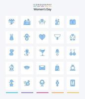 Creative Womens Day 25 Blue icon pack  Such As mirror. girl. maskara. dress. calendar vector