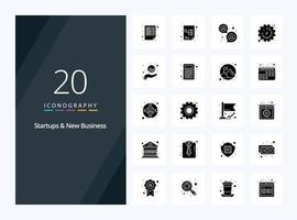 20 Startups And New Business Solid Glyph icon for presentation vector