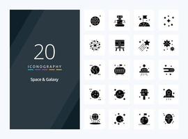 20 Space And Galaxy Solid Glyph icon for presentation vector