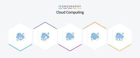 paquete de 25 íconos azules de computación en la nube que incluye error. tecnología. eliminar. nube vector