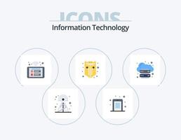 Information Technology Flat Icon Pack 5 Icon Design. shield. network. pin code. internet. smart vector