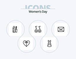 Womens Day Line Icon Pack 5 Icon Design. bag. mobile. eight march. lover. day vector