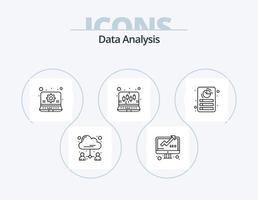 paquete de iconos de línea de análisis de datos 5 diseño de iconos. archivo. base de datos. análisis. cuadro. digital vector