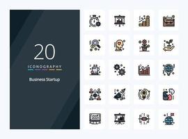 20 Business Startup line Filled icon for presentation vector