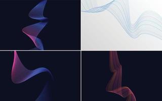 Add depth to your designs with this set of 4 geometric wave pattern backgrounds vector