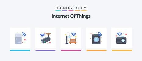 Internet Of Things Flat 5 Icon Pack Including signal. dslr. light. communication. washing. Creative Icons Design vector