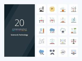 20 Science And Technology Flat Color icon for presentation vector