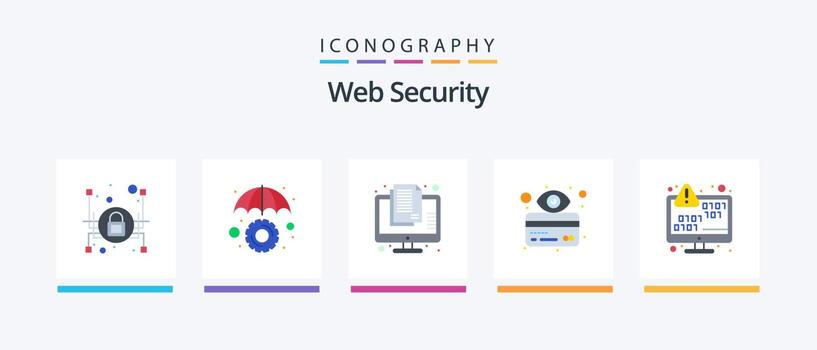 Web Security Flat 5 Icon Pack Including data encryption. hacker. confidential. credit card. atm. Creative Icons Design vector