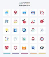 Creative User Interface 25 Flat icon pack  Such As battery. navigation. mail. interface. select vector