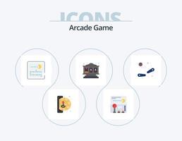 Diseño de iconos de paquete de iconos planos arcade 5. juego. pinball competencia. jugar. maquina de casino vector