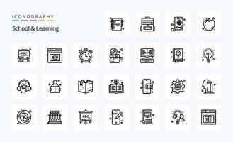 25 School And Learning Line icon pack vector