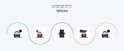 Vehicles Line Filled Flat 5 Icon Pack Including star. car. construction. security. car vector