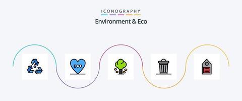 el medio ambiente y la línea ecológica llenaron el paquete de iconos planos 5 que incluye el árbol. planta. ambiente. ambiente. verano vector