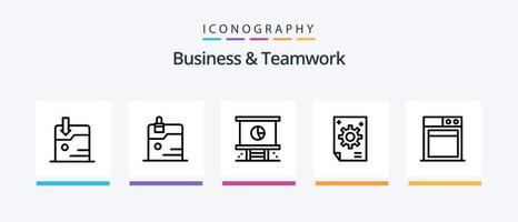 Business And Teamwork Line 5 Icon Pack Including technology. mail. technology. business. upload. Creative Icons Design vector