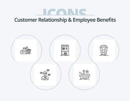 Customer Relationship And Employee Benefits Line Icon Pack 5 Icon Design. novel. cash. credit. book. focus vector