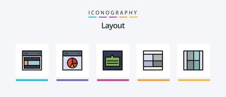 Layout Line Filled 5 Icon Pack Including . light. design. layout. design. Creative Icons Design vector