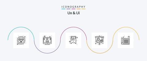 Ux And Ui Line 5 Icon Pack Including . web design. favorite. grid. presentation vector
