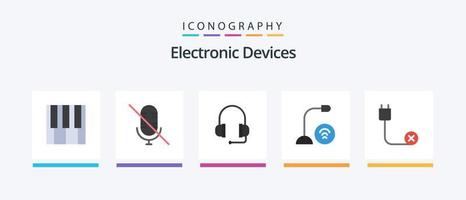 Devices Flat 5 Icon Pack Including disconnected. cord. support. computers. hardware. Creative Icons Design vector