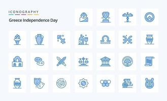 25 paquete de iconos azules del día de la independencia de grecia vector
