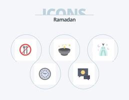 Ramadan Flat Icon Pack 5 Icon Design. month. light. fasting. lamp. diwali vector