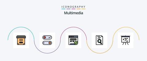 paquete de iconos de 5 planos llenos de línea multimedia que incluye . web. estrategia. junta vector