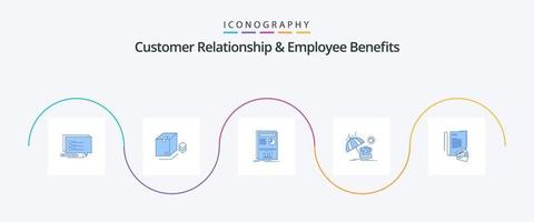 Customer Relationship And Employee Benefits Blue 5 Icon Pack Including notebook. season. presentation. sun. summer vector