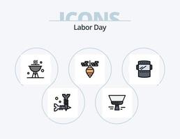 Labor Day Line Filled Icon Pack 5 Icon Design. construction. crain . level . fix vector