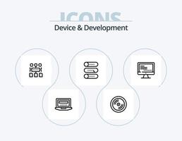 Device And Development Line Icon Pack 5 Icon Design. battery . website. mobile . print. blueprint vector