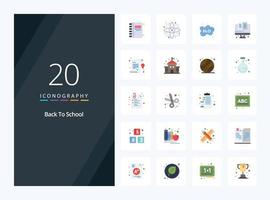 20 Back To School Flat Color icon for presentation vector