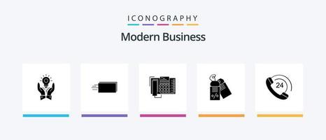 Modern Business Glyph 5 Icon Pack Including business. contact. flow. call. business. Creative Icons Design vector
