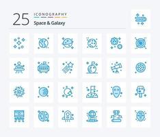 paquete de iconos de color azul space and galaxy 25 que incluye espacio. galaxia. espacio. espacio. astronauta vector