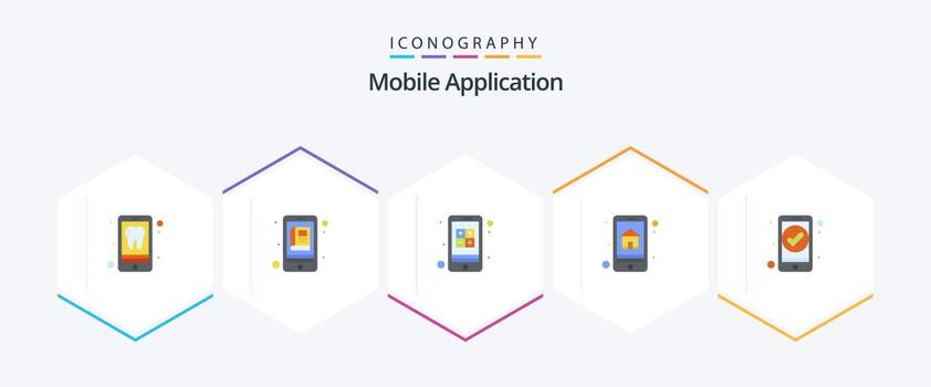 Mobile Application 25 Flat icon pack including check. mobile app. app. smart. app vector