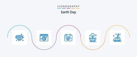 paquete de iconos azul 5 del día de la tierra que incluye verde. tierra. tierra. mundo. tierra vector