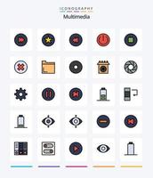 Creative Multimedia 25 Line FIlled icon pack  Such As multimedia. file. power. remove. delete vector